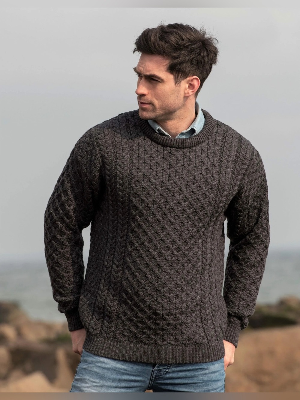 Aran Crafts 100% Merino Wool Irish Sweater, Men’s Size Large
